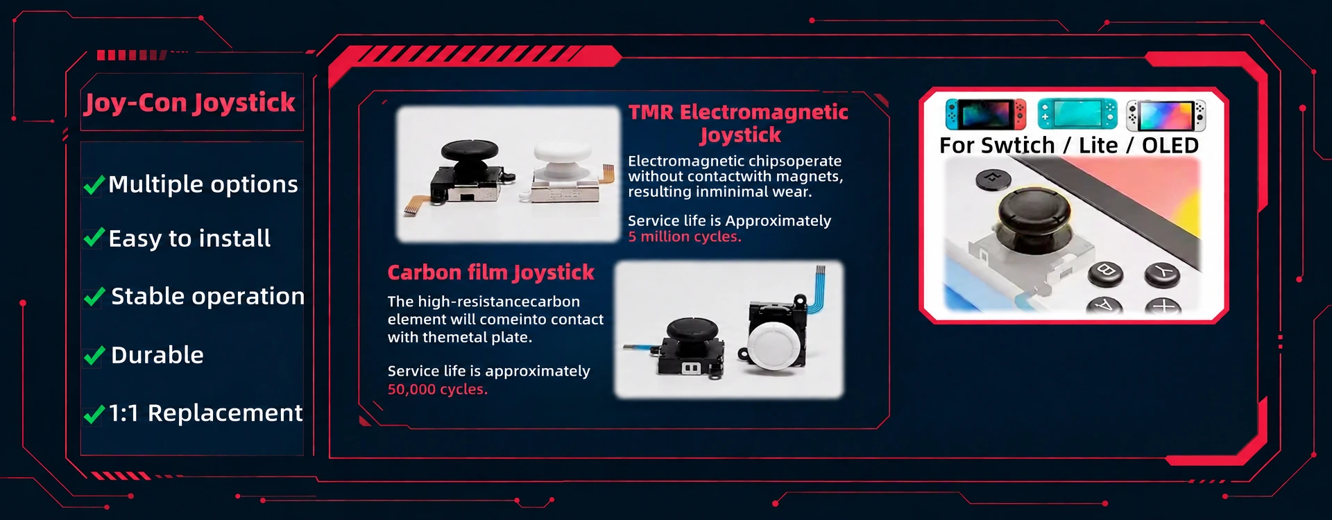 Nintendo Switch Joy-Con joystick replacement, TMR electromagnetic and carbon film version